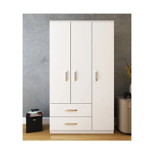 Metalia 3 Kapaklı 2 Çekmeceli Gardırop - Beyaz
