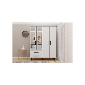 Metalia Gm 070-B Novado Siyah Kulplu Ayaklı Aynalı Gardırop