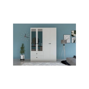 Metalia Gm 079 Novado Aynalı Düğme Kulplu 4 Kapı 2 Çekmeceli Gardırop