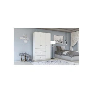 Metalia Gm 308 Ece Lüx 3 Kapı 3 Çekmeceli Düğme Kulplu Gardırop