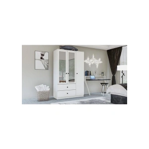 Metalia Gm 853 Home 3 Kapılı 2 Çekmeceli Düğme Kulplu Aynalı Gardırop