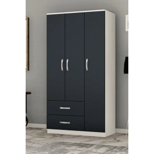 Metalia Gm 858 Modena 3 Kapılı 2 Çekmeceli Beyaz Antrasit Gri Gardrop