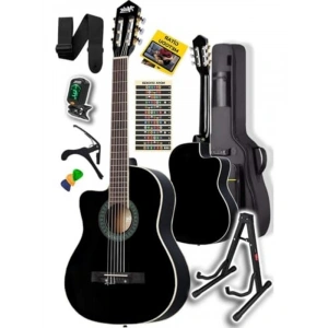 Midex MGX-100BK-ST Üst Seviye Klasik Gitar 4/4 Sap Ayarlı (Çanta Stand Tuner Capo Askı Metod Pena)