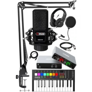 Midex Midi Paket-2 Stüdyo Ekipmanları Seti Ses Kartı Midi Klavye Mikrofon Kulaklık