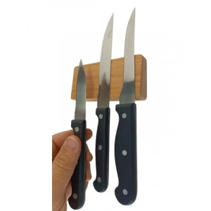 Mıknatıslı Duvara Monte Ahşap Bıçak Bloğu - 3 Bıçak Kapasiteli