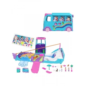 Mikro Bebekler ve Evcil Hayvanlar ile Dönüştürülebilir Karavan Oyun Seti