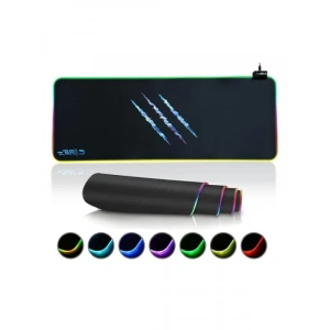 Mikrofiber Yüzeyli XXL RGB Dikişli Mousepad - 90x40 cm - Siyah