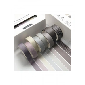 Milk Tea Temalı 6 Renkli Washi Bant Seti