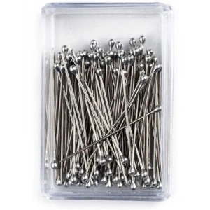 Mineli Gümüş Başlı Toplu İğne Seti, 50 Adet