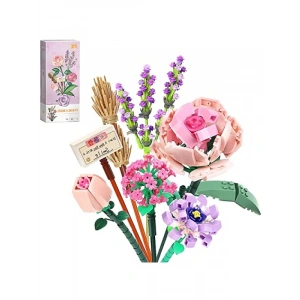 Mini Bricks Çiçek Buketi Yapım Seti - Renkli Yapay Çiçekler ile Dekorasyon