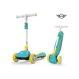 Mini Cooper Lisanslı 3 Tekerlekli Katlanabilir Ayarlanabilir Işıklı 50 kg Taşıma Kapasiteli Scooter Yeşil