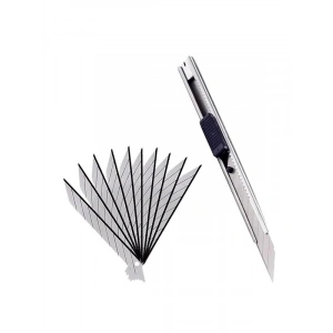 Mini İnce Metal Gövdeli Maket Bıçağı, 10LU Yedek Uç