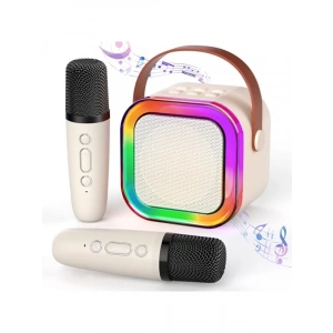 Mini Karaoke Makinesi, Kablosuz Mikrofon ve LED Işıklarla