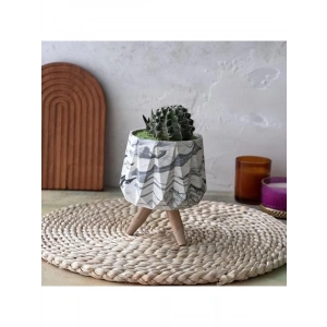 Minimalist tasarım, el yapımı beyaz beton saksı, 19 cm