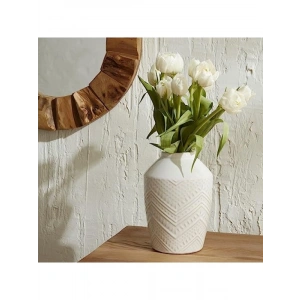Modern Beyaz Seramik Vazo - Dekoratif ve Şık