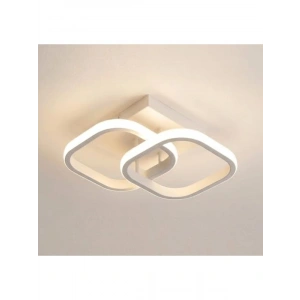 Modern LED Aydınlatmalı Çift Kare Plafonyer Avize, Beyaz