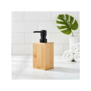 Modern Tasarımlı Bambu Sıvı Sabunluk - 255ml Kapasiteli, Mat Siyah Pompa