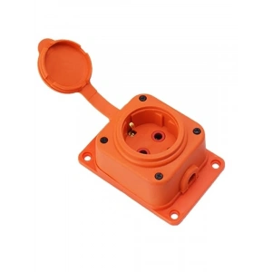 Monofaze Kauçuklu Dış Mekan Priz (Tekli, Korunaklı, Turuncu)