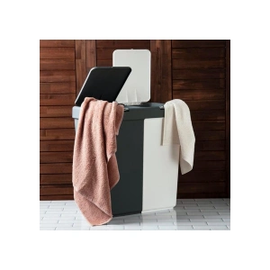 Motek Duo Laundry Antrasit / Beyaz Çamaşır Sepeti - 80 lt
