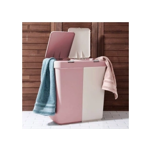 Motek Duo Laundry Çamaşır Sepeti - Pembe / Beyaz - 80 lt