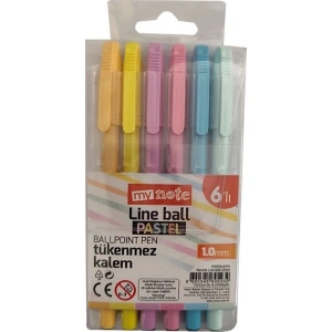 Mynote Line Ball 1.0 mm 6lı Pastel