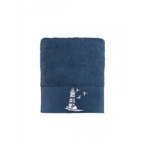 Nakışlı Yüz Havlusu - 50 x 90 cm, Marin Mavi