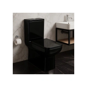 Newarc Power Siyah Duvara Sıfır Klozet Takım POW.K022B,Power Duroplast Yavaş Kapak
