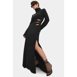 NG Style Kadın Vücuda Oturan Balıkçı Yaka Pencere/cut-Out Detaylı Maxi Elbise