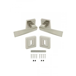 Nikel İnox Kare Rozetli Oda Kapı Kolu Takımı