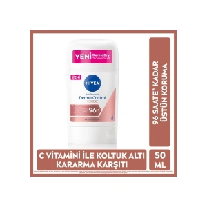 Nivea Kadın Stick Deodorant Derma Control Clinical 50ml, 96 Saat Koruma, Terleme ve Koltuk Altı Kararma Karşıtı, C Vitamini