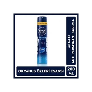 Nivea Men Erkek Sprey Deodorant Fresh Active 200 ml Ter ve Ter Kokusuna Karşı 48 Saat Deodorant Koruması