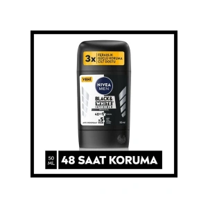 NIVEA MEN Erkek Stick Deodorant Black&White Invisible Original 50ml, Ter Kokusuna Karşı 48 Saat Koruma