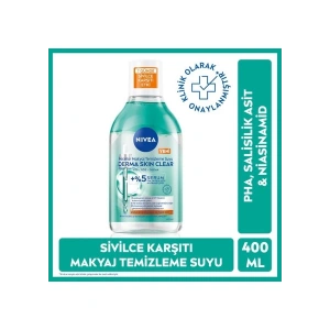 Nıvea Micellar Makyaj Temizleme Suyu Derma Skin Clear 400 Ml, Serum Içerikli,niasinamid,salisilik Asit,pha