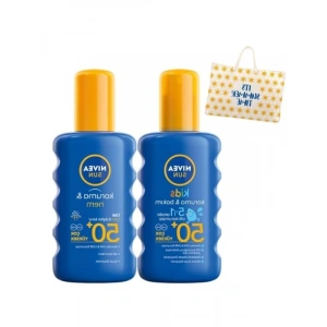 NIVEA Sun SPF 50+ Koruma & 48 Saat Nemlendirme Güneş Kremi Sprey 200 ml ve NIVEA Sun SPF 50+ Koruma & Bakım Çocuk Güneş Spreyi 200 ml