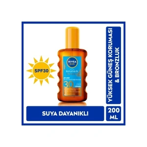 NIVEA Sun SPF30 Koruma & Bronzluk Güneş Yağı 200 ml Sprey,Yüksek Güneş Koruması