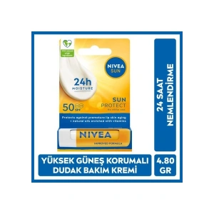 Nivea Sun Yüksek Güneş Korumalı Dudak Bakım Kremi 4.8gr, Spf50, 24 Saat Nemlendirici, E Ve C Vitamini