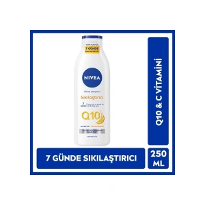 NIVEA Vücut Losyonu Q10 + C Vitamini 250ml, 48 Saat Vücut Nemlendirme, 10 Günde Sıkılaşma, Normal Ciltler için, Vücut Bakım