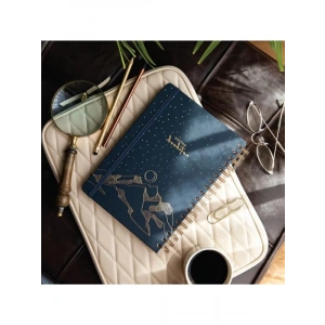 Noktalı Not Defteri - 17x24 cm, Spiralli ve Lastikli, Dağ Desenli