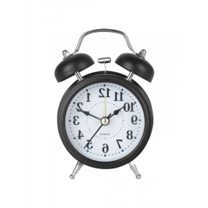 Nostaljik Analog Çalar Saat, Fosforlu Işıklı Metal Gövde, Siyah