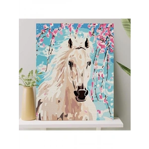 Numaralı Boyama Tuval Seti - 40x50 cm, Beyaz At Deseni