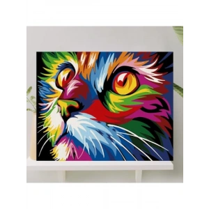 Numaralı Boyama Tuval Seti, 40x50 CM - Renkli Kedi