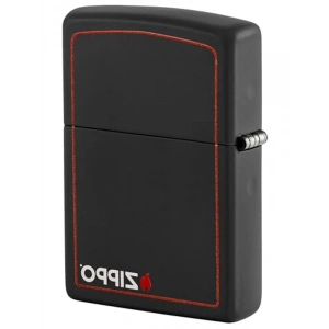 Orijinal Zippo çakmak Black Matte with BORDER & logo
