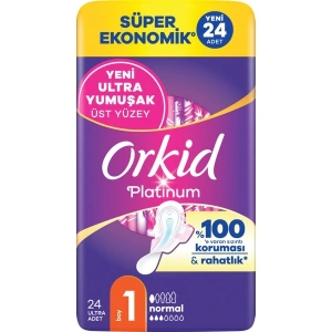 Orkid Platinum Hijyenik Ped Süper Ekonomik Paket Normal (Boy 1) 24 Adet Ped