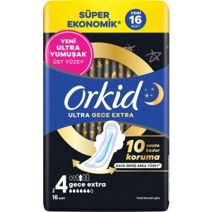 Orkid Ultra Hijyenik Ped Süper Ekonomik Paket Gece Extra (Boy 4) 16 Adet Ped