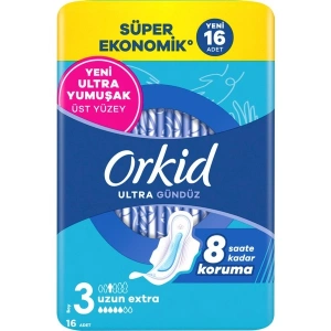 Orkid Ultra Hijyenik Ped Süper Ekonomik Paket Uzun Extra (Boy 3) 16 Adet Ped