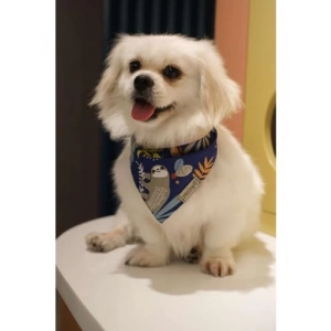 Orman Desenli Lacivert Köpek Bandanası - Küçük Boy
