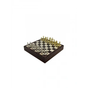 Orta Boy Metal Yunan Satranç Takımı MDF Tahta ile