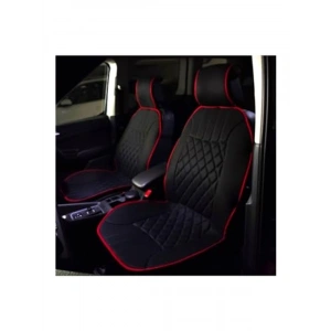 Oto Koltuk Minderi Ön 2li Set Elegance, Siyah Kırmızı Renkli Konfor