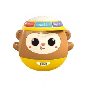 Oyuncak Sesli Işıklı Müzikli Projeksiyonlu Hareketli Davullu Pilli Sallanan Bebek Oyuncağı Emekleme 5in1 Bebek Aktivite Oyuncağı (kahverengi)