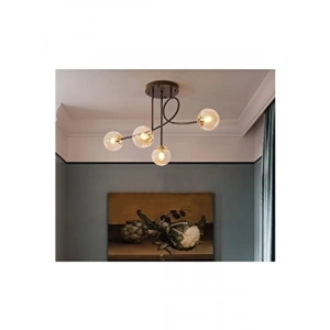 Özel Tasarım Siyah Renk Globe Camlı Avize Seti - 4lü